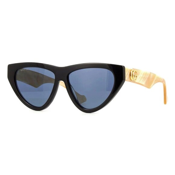 NWT GUCCI SUNGLASSES WOMEN BLACK/BLUE CAT EYE EYEWEAR GUCCI - Picture 1 of 3